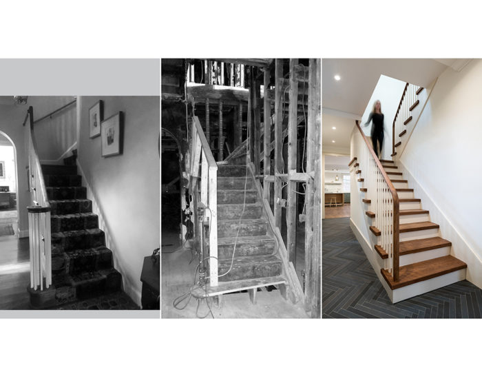 Before and after of stair renovation