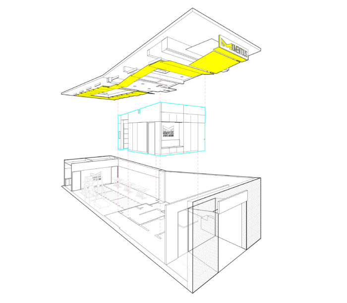 Diagram showing the gold ceiling and central millwork